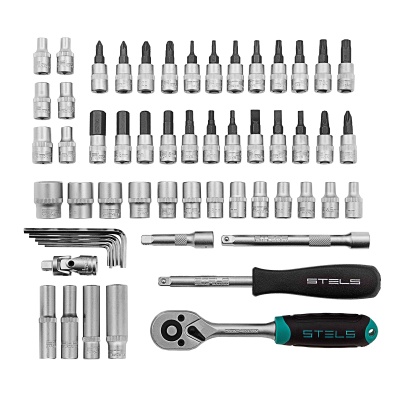 Набор инструментов, 1/4, CrV, пластиковый кейс 57 предметов