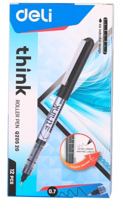 Ручка-роллер Deli THINK (EQ20520) 0.7мм стреловидный пиш. наконечник серый черные чернила