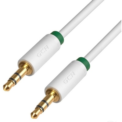 Greenconnect Кабель аудио 1.0m jack 3,5mm/jack 3,5mm белый, зеленая окантовка, ультрагибкий, 28 AWG, M/M, Premium , экран, стерео(GCR-AVC1662-1.0m)