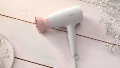 PHILIPS BHD300/00 Фен,1600 Вт, 3 режима, насадка ThermoProtect, концентратор, шнур 1,8 м. Цвет: белый с розовым.