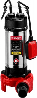 Садовый насос фекальный Зубр НПФ-1500-Р 1500Вт 22800л/час