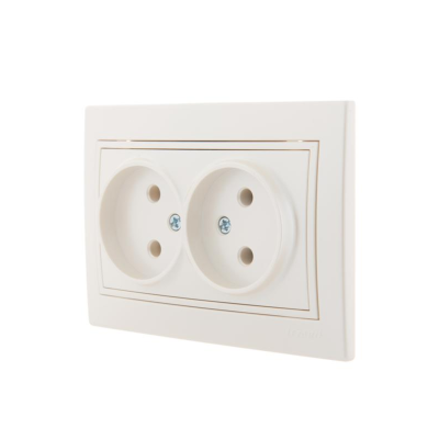 Розетка 2-м СП Mira 16А IP20 без заземл. со вставкой керамика жемчуж./бел. перламутр. LEZARD 701-303