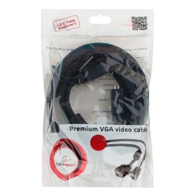 Кабель Cablexpert Кабель VGA Pro Cablexpert CC-PVGA-6 черный, 1.8м, 15M/15M, экран, феррит. кольца, пакет