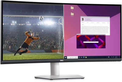Монитор Dell 34" S3423DWC серебристый/черный VA LED 2ms 21:9 HDMI M/M матовая HAS 3000:1 300cd 178гр/178гр 3440x1440 100Hz DP WQ USB 10.38кг