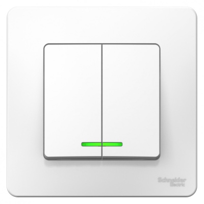 Systeme electric BLNVS010511 BLANCA С/У 2-клавишный ВЫКЛЮЧАТЕЛЬ ( c х .5) с подсветкой, 10А, 250B, БЕЛЫЙ
