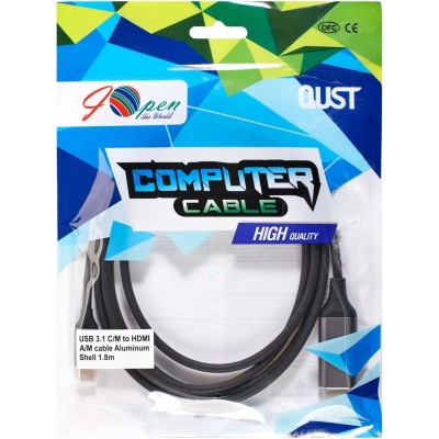 Кабель USB 3.1 Type-Cm --> HDMI A(m) 4K@60Hz,1.8m,Alum,iOpen(Aopen/Qust) <ACU423MC-1.8M> VCOM Кабель AOpen USB 3.1 Type-C M/HDMI M (ACU423MC-1.8M)