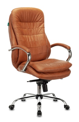 Кресло руководителя Бюрократ T-9950 рыжий Leather Ontano кожа крестовина металл хром