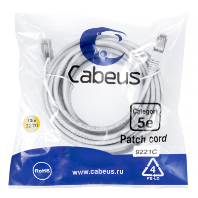 Патч-корд f/utp,категория 5е, 2xrj45/8p8c, экранированный, серый, lszh, 10м Cabeus PC-FTP-RJ45-Cat.5e-10m-LSZH Патч-корд F/UTP,категория 5е, 2xRJ45/8p8c, экранированный, серый, LSZH, 10м (PC-FTP-RJ45-Cat.5e-10m-LSZH)