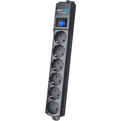Сетевой фильтр ZIS Commpany сетеовй фильтр Pilot S-max 10m, розетки; 5+1, 16А, кабель 10м, цвет графит (Pilot S-max 7m)