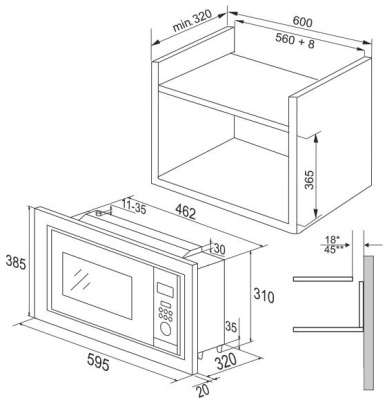 Микроволновая печь Hansa AMM20BEIH 20л. 800Вт нержавеющая сталь (встраиваемая)
