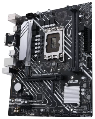 Материнская плата ASUS PRIME B660M-K D4, LGA1700, B660, 2*DDR4, D-Sub + HDMI, SATA3 + RAID, Audio, Gb LAN, USB 3.2*6, USB 2.0*6, COM*1 header (w/o cable), mATX; 90MB1950-M0EAY0 (PRIME B660M-K D4)