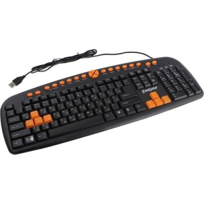 Exegate EX280435RUS Клавиатура Exegate LY-504M, <USB, шнур 1,5м, черная, 123кл, Enter большой, мультимедиа>, Color box