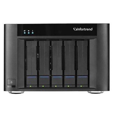 Система хранения данных Infortrend  EonStor GSe Pro 100 5bay. Intel Atom 2.4GHz 4C CPU, 1x4GB non-ECC , 4x1GbE(RJ45), 2x USB 2.0, 2x USB 3.0, 1x Host Board slot, 1xPSU and 5 drive trays (GSe Pro 105-C) (GSEP1050000C-8U32)