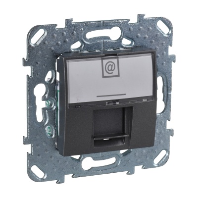 UNICA Розетка компьютерная 1xRJ45 в рамку черная