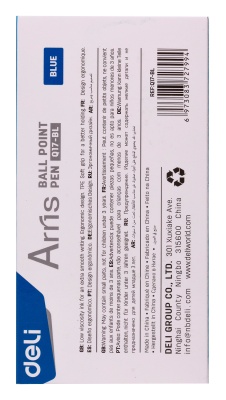 Ручка шариковая Deli EQ17-BL Arris авт. 0.7мм резин. манжета синий синие чернила