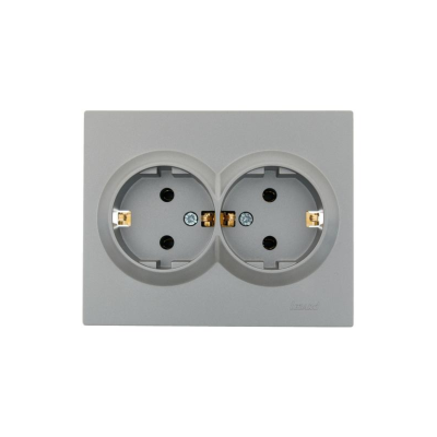 Розетка 2-м СП VESNA с заземл. ПБТ платина LEZARD 742-3500-127B