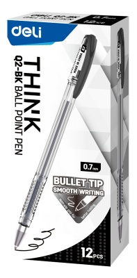 Ручка шариковая Deli EQ2-BK Think 0.7мм прозрачный/черный черные чернила (1 шт)