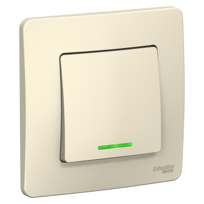 Systeme electric BLNVS010112 BLANCA С/У 1-клавишный ВЫКЛЮЧАТЕЛЬ ( c х .1) с подсв., 10А, 250B, МОЛОЧНЫЙ