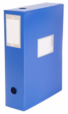 Короб архивный вырубная застежка Бюрократ -BA100/08BLUE пластик 0.8мм корешок 100мм 330х245мм синий
