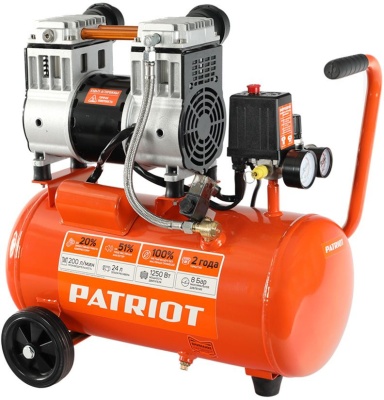 PATRIOT  WO 24-220 Компрессор [525301920] { безмасляный, 200 л/мин, 8 бар, 1250 Вт, 24 л, быстросъемный 1/4" }