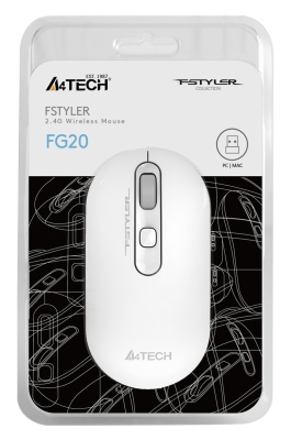 Мышь A4Tech Fstyler FG20 белый оптическая (2000dpi) беспроводная USB для ноутбука (4but)