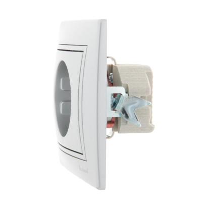 Розетка 1-м СП Mira 16А IP20 с заземл. защ. шторки со вставкой керамика сер. метал. LEZARD 701-1010-