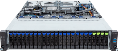 Серверная платформа Gigabyte Server Platform R283-S92 / 2U / 2xIntel (Gen 4/5) / 2xHS / 32xDIMM / 4xSFF NVMe/SATA/SAS + 20xSFF SATA/SAS + 2xSFF SATA/SAS / 2x1GbE / 2xOCP 3.0 / 6xFHHL + 2xLP / 2x2000W / Rails / 1Y