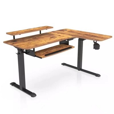 Стол для компьютера угловой (правый) c электрической регулировкой по высоте EUREKA ERK-L60R-RB