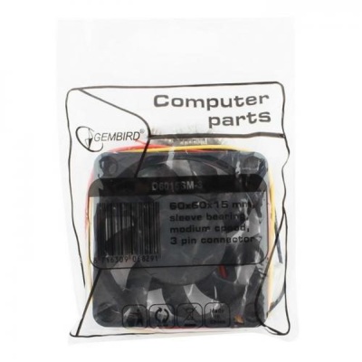 Вентилятор Gembird D6015SM-3 60x60x15, втулка, 3 pin, провод 25 см {100}