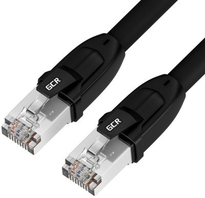 GCR Патч-корд PROF кат.8 ethernet  30.0m F/FTP,  RJ45, CU, 26 AWG, литой, прямой, черный, экранированные коннекторы, GCR-52354 Greenconnect RJ45(m) - RJ45(m) Cat. 8 F/FTP LSZH 30м (GCR-52354)
