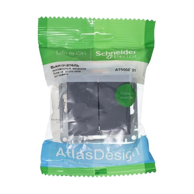 Systeme electric ATN000751 ATLASDESIGN 2-клавишный ВЫКЛЮЧАТЕЛЬ, сх.5, 10АХ, механизм, ГРИФЕЛЬ