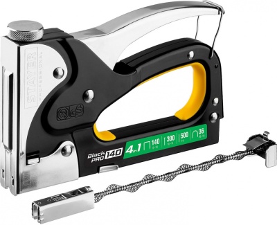 Степлер ручной Stayer BlackPro 140 скобы тип 140(6-14мм)/36(10-14мм)/300(10-14мм)/500(14мм)