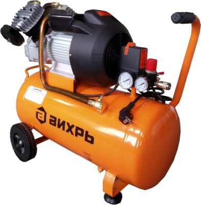 Компрессор поршневой Вихрь КМП-400/100 масляный 400л/мин 100л 2500Вт оранжевый