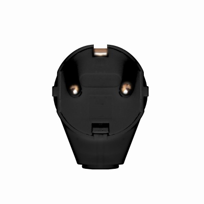 Вилка угловая с заземлением черная 16А 250В