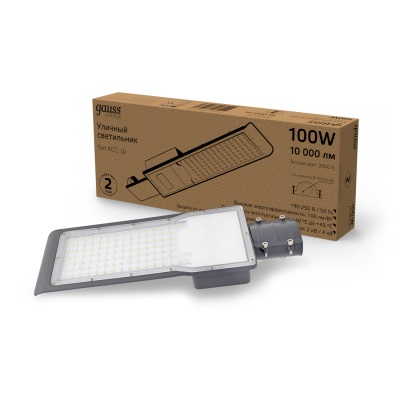 Светильник светодиодный уличный консольный LED ДКУ 100 Вт 10000 Лм 3000К IP65 190-250 В КСС Ш 420х160х57 мм Avenue Gauss Gauss 629534100