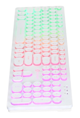Клавиатура Оклик 420MRL белый USB slim Multimedia LED
