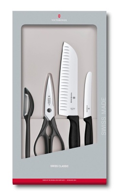 Набор ножей кухон. Victorinox Swiss Classic Kitchen (6.7133.4G) компл.:4шт черный подар.коробка