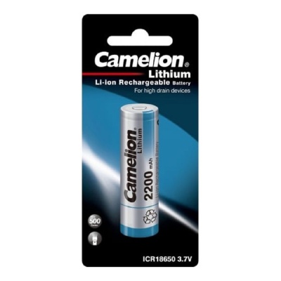 Camelion  ICR18650  2200 mah (ICR18650F-22BP1, аккумулятор, 3.7 V, Li-Ion/ LiCoO2)
