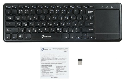 Клавиатура Оклик 830ST черный USB беспроводная slim Multimedia Touch