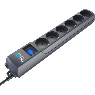 Сетевой фильтр Pilot S Max (5 евро + 1GP), 15А/3.5кВа, автомат, 7 м, графит ZIS Pilot S-Max (7 м, 6 розеток) (Pilot S-Max 7M)