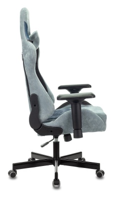 Кресло игровое Бюрократ VIKING 7 KNIGHT Fabric синий текстиль/эко.кожа с подголов. крестовина металл