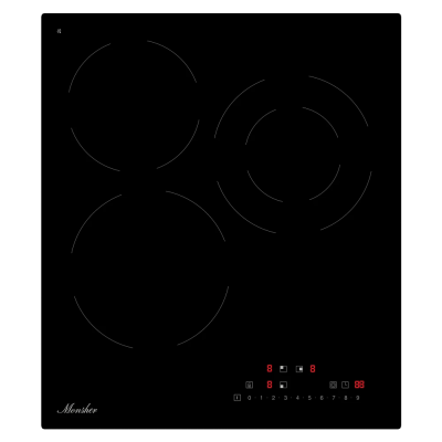 Варочная поверхность MONSHER/ Варочная поверхность MONSHER, Hi-Light, High-Tech, 45 см, 9 уровней мощности, блокировка управления, автоматическое отключение, таймер, слайдерное управление, цвет черный