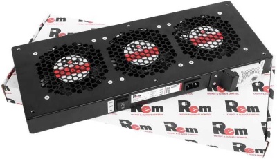 Модуль вентиляторный Rem (R-FAN-3T-9005) 3 вент. с термостатом черный (упак.:1шт)