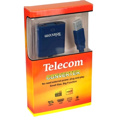 Адаптер USB 3.0 -> VGA-F display adapter Telecom <TA710> VCOM Адаптер Telecom USB 3.0 A M/VGA F (TA710)