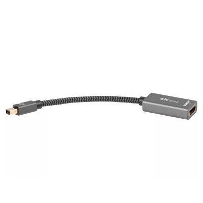 Адаптер miniDP --> HDMI-F 0.15м ,  оплетка, 4K@60Hz, Telecom (TA565) VCOM Адаптер-переходник Telecom Mini DisplayPort M/HDMI F (TA565)