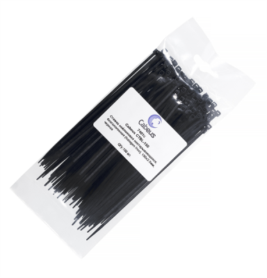 Стяжка нейлоновая неоткрывающаяся, безгалог., 150x2.5мм, черная (100 шт) Cabeus CTBL-150 Стяжка нейлоновая неоткрывающаяся, безгалогенная (halogen free), 150x2.5мм, черная (100 шт) (CTBL-150)