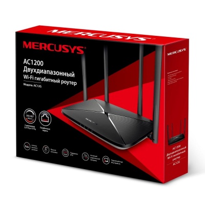 Роутер беспроводной Mercusys AC12G AC1200 10/100/1000BASE-TX черный (упак.:1шт)