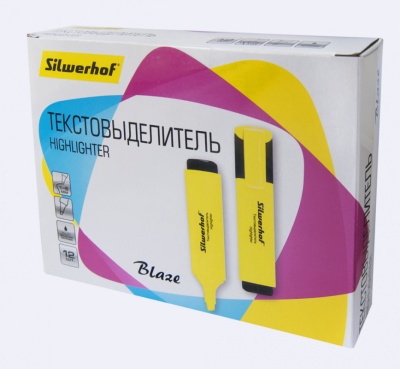Текстовыделитель Silwerhof Blaze 108036-05 скошенный пиш. наконечник 1-5мм желтый картон