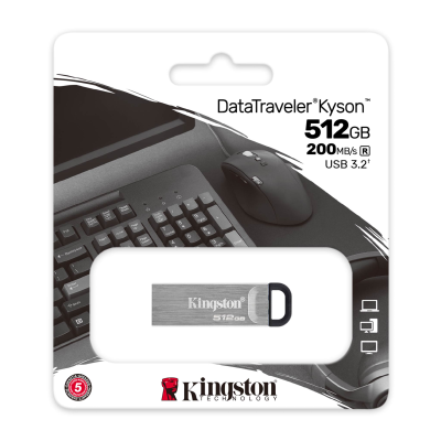 Флеш Диск Kingston 512GB DataTraveler Kyson DTKN/512GB USB3.0 серебристый/черный