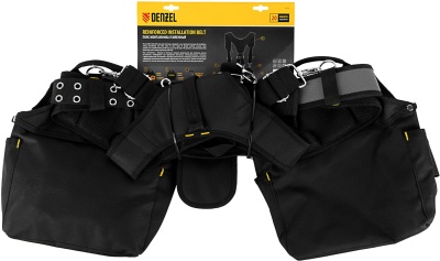 Пояс монтажника усиленный, с лямками, сумки поясные, держатель для молотка Denzel